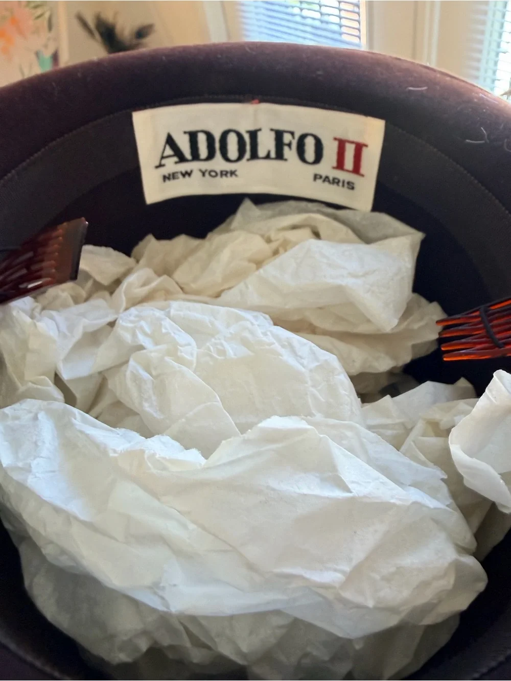 Adolfo Brown Wool Hat with Grosgrain Band